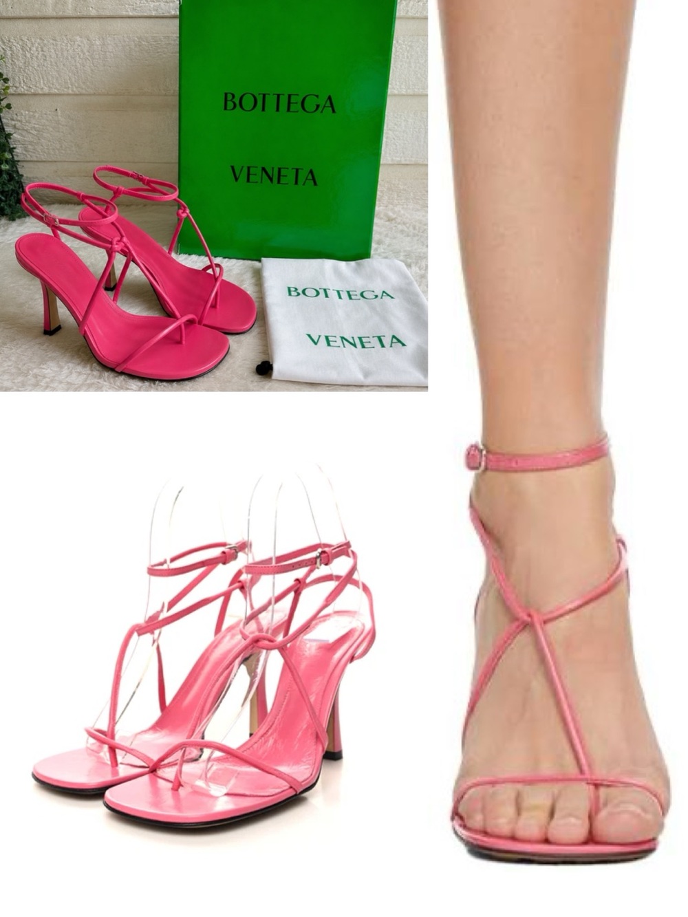 NEW | BOTTEGA VENETA Milkshake Pelle S Gomma Strappy Sandals Heels sz. 38.5